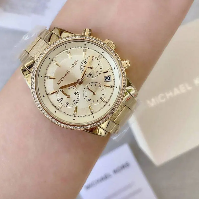 Michael Kors Ritz Champagne Dial Ladies Watch- MK6597